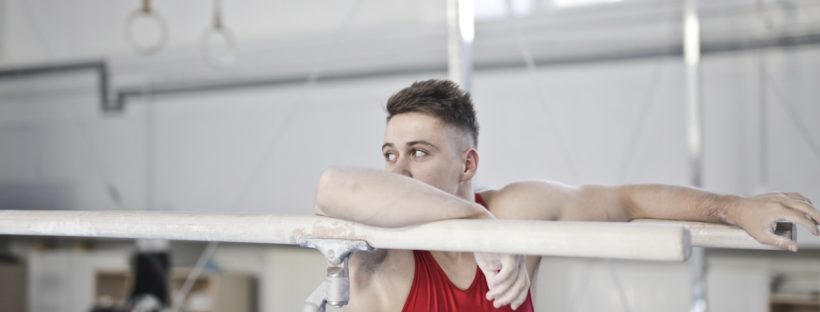 a man taking a break during workout session